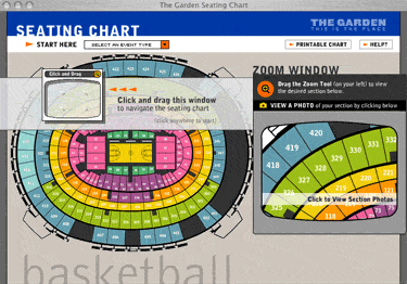 Initial view of seating chart